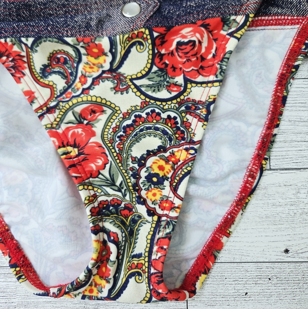 Lucky Brand Floral Paisley Side Tie Hipster Bikini Bottom NEW - Picture 3 of 7